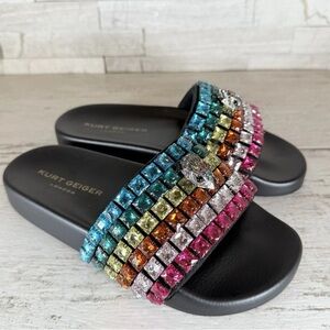 Kurt Geiger London MEENA RAINBOW EAGLE JEWEL POOL SLIDES NEW Size 36.5EU 6.5 US